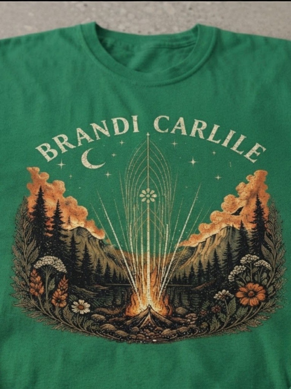 Brandi Carlile Forest Mountain Bonfire Gildan T-Shirt - Picture 2 of 2